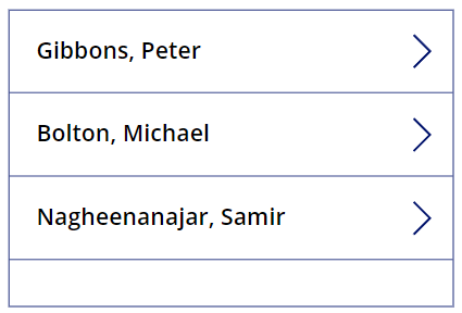 Power Apps gallery containing employee names with new format