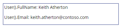 Power Apps User function output.